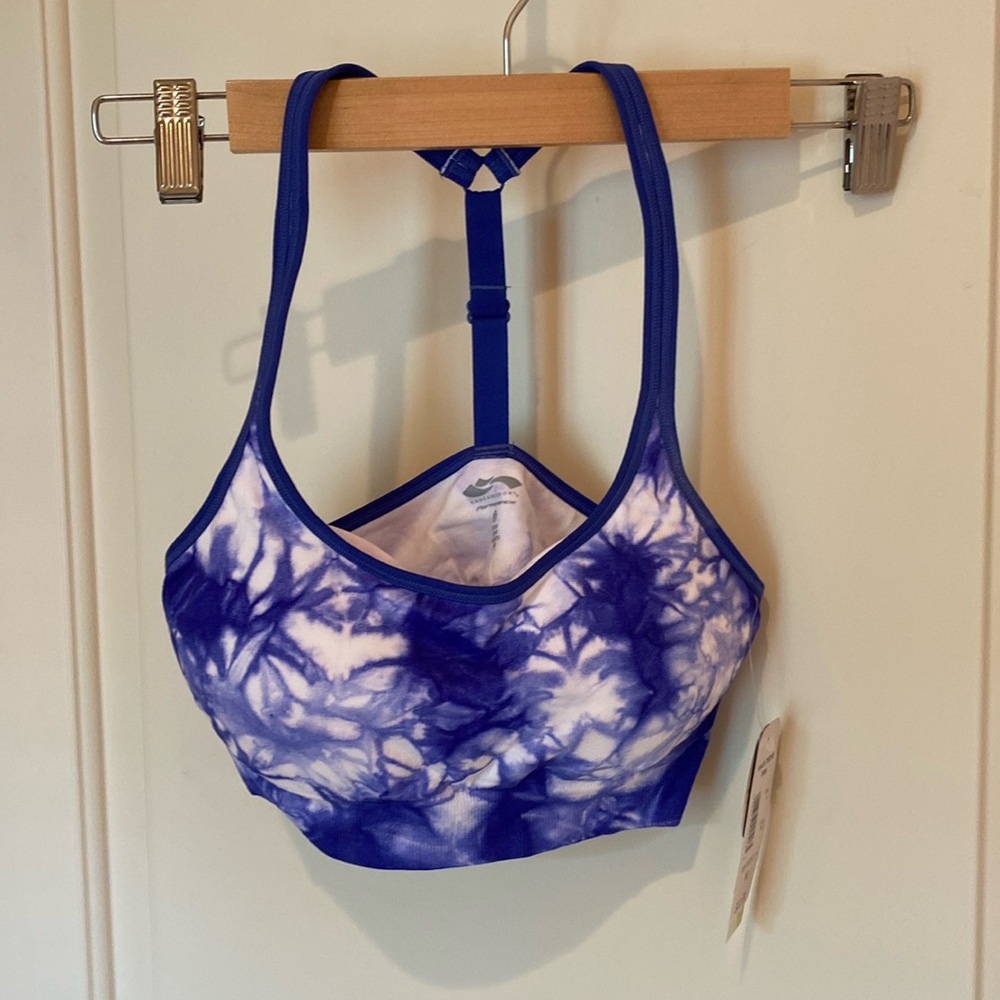 NWT Blue and white tie-dyed sports bra BY Cascade Sports